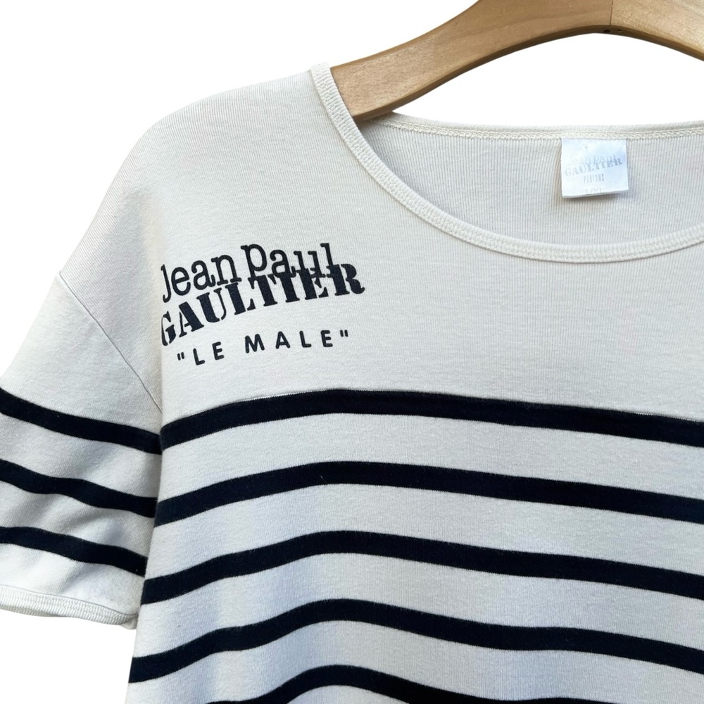 Jean Paul Gaultier “Le Male” Parfums Striped Vintage Short Sleeve T-Shirt L/XL - Picture 5 of 11